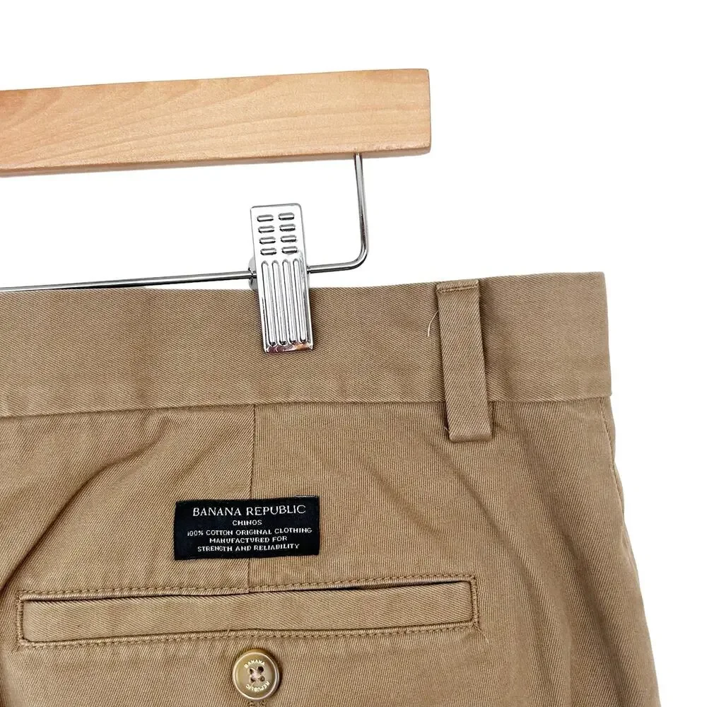 Banana Republic Tan Aiden Chino Flat Front Pants Sz 36x30